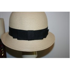 Tan w/Black Ribbon Derby HatPreowned/One Size  eb-84151194